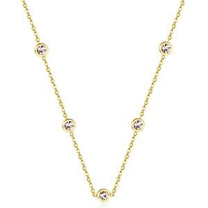 NWOT  Stainless Steel Gold Rhinestone Necklace